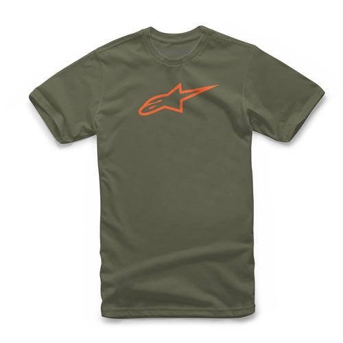 ALPINESTARS Ageless Classic Tee, T-shirts voor de motorfietsrijder, Leger Groen-Oranje
